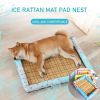 Breathable Pet Puppy Cooling Mat Bed Summer Protection Cervical Spine  Dog Ice Mat Square Rattan Kennel Supplies